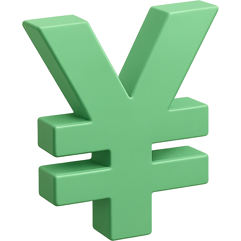 Change the yuan sign emoji to a 3D warm green color style, keep the 3D style, no text, just the symbol, vibrant and modern look. emoji