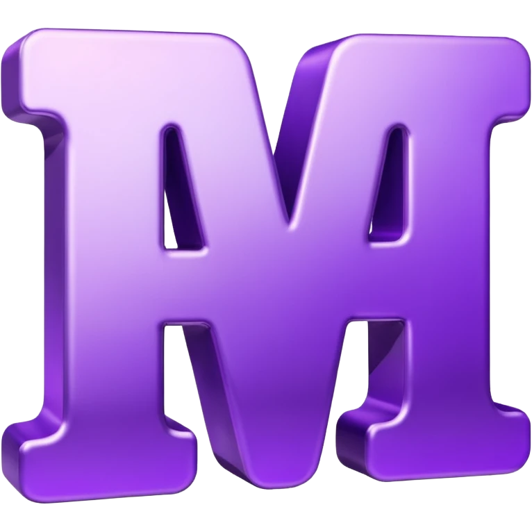 3D text that spells "me" in a shiny purple font  emoji