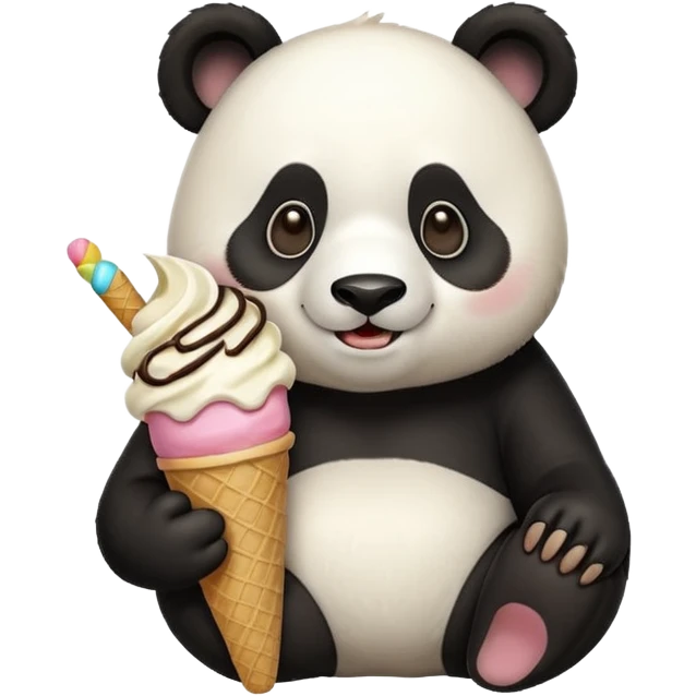 Panda eating ice cream emoji