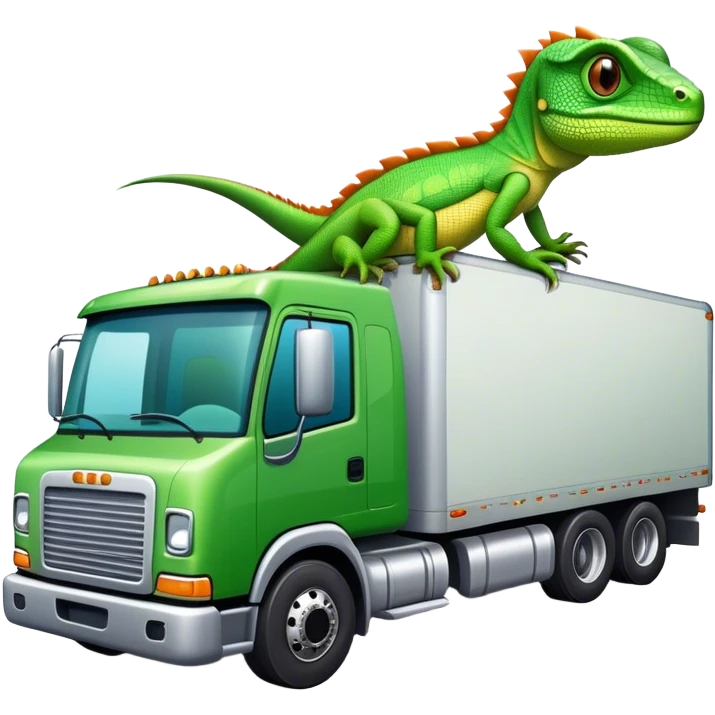 semi truck driven by lizard emoji