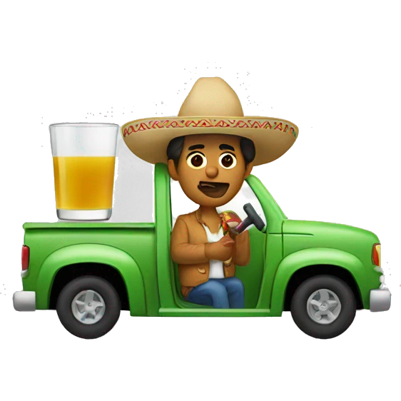 Mexican drinking apple juice while driving a truck  emoji