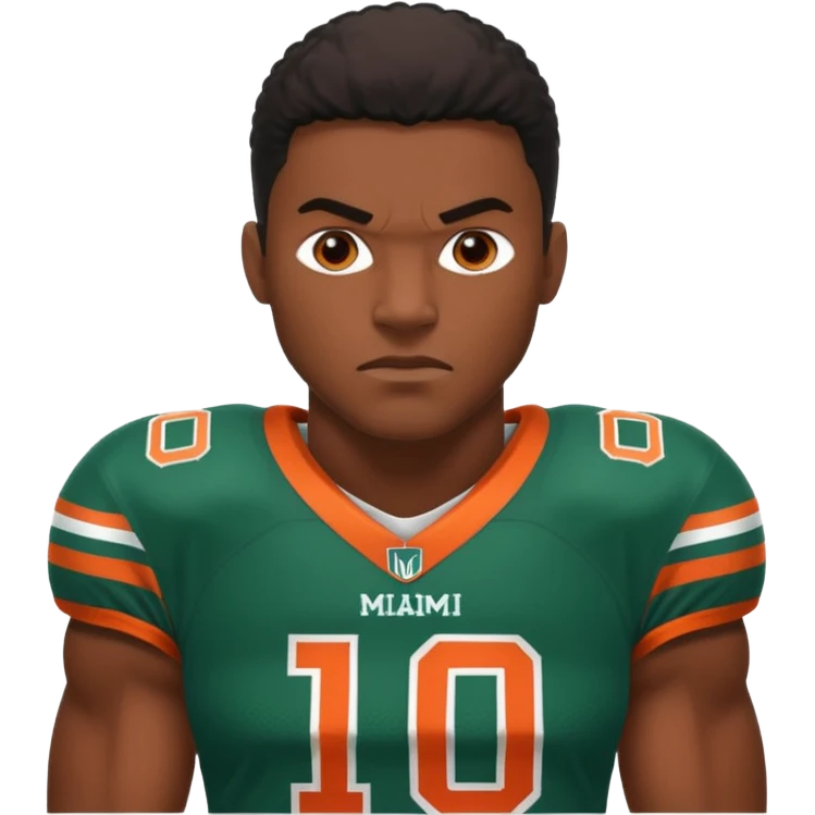 black football player for the university of miami wearing number 10 emoji