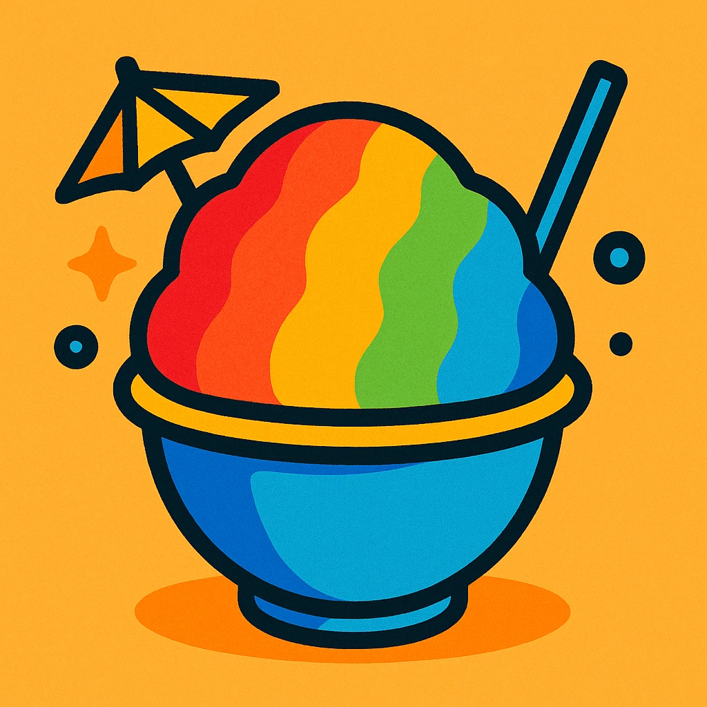 shave ice with a little umbrella, playful and fun emoji