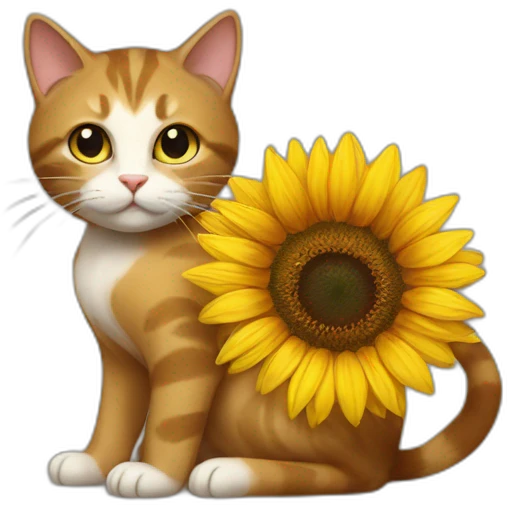 Cat holding a sunflower emoji