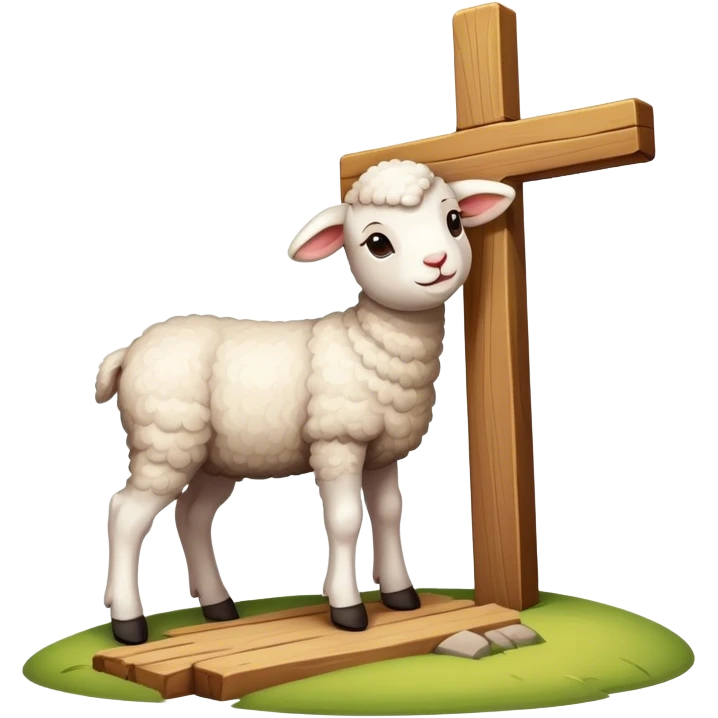 lamb at foot of a cross emoji
