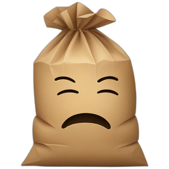 a person hiding their head in a paper bag full of shame emoji