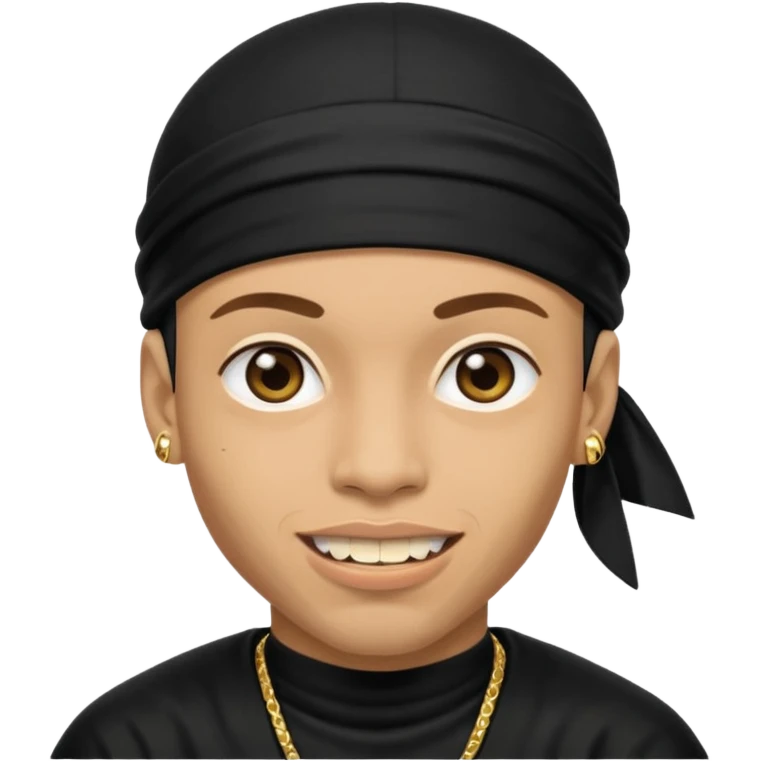 lightskin man with a black durag and grillz emoji