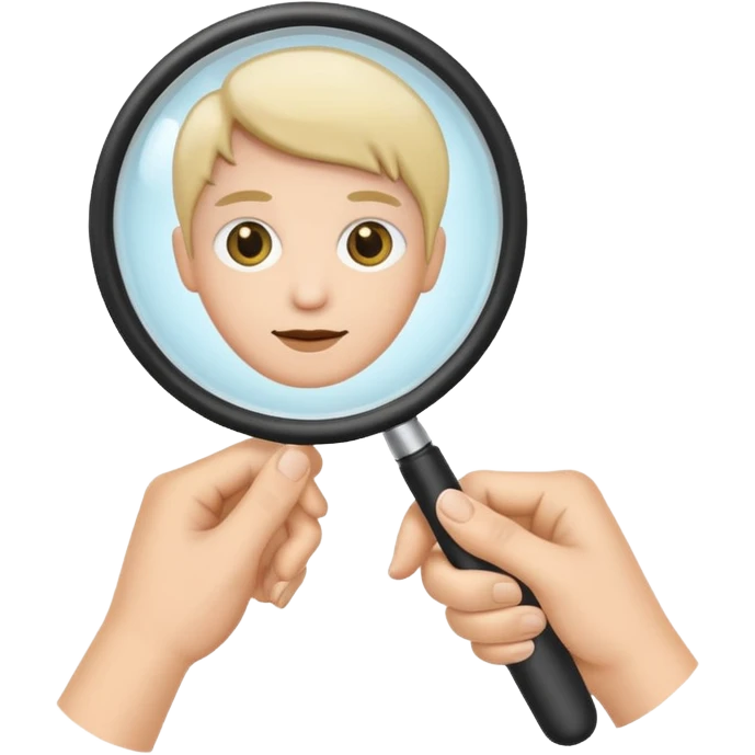 a hand with a magnifying glass, simple emoji