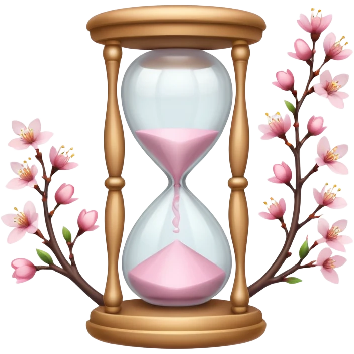 White pastel and white Cherry Blossom hourglass emoji