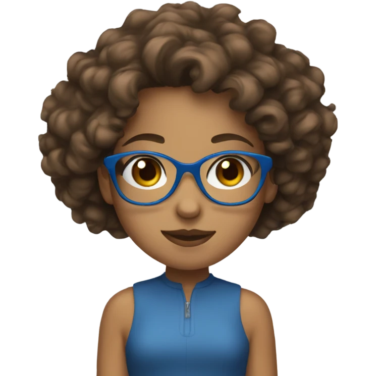 Girl with brown curlyish hair and blue glasses  emoji