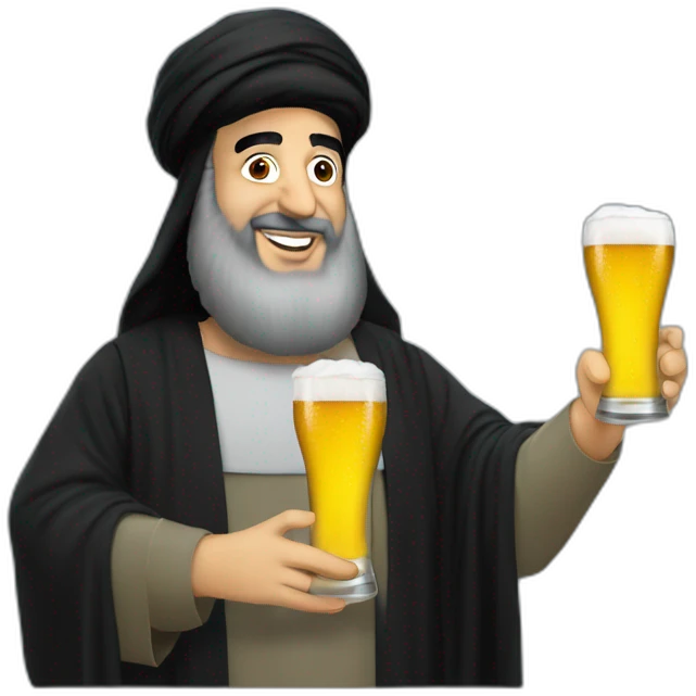 hasan nasrallah showering a beer emoji