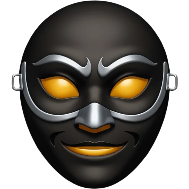 Minimal emoji, gothic mask forged from matte black leather, emotionless expression, smooth heavy surface, subtle leather texture, deep shadows, no glow, no neon, flat emoji style, centered emoji