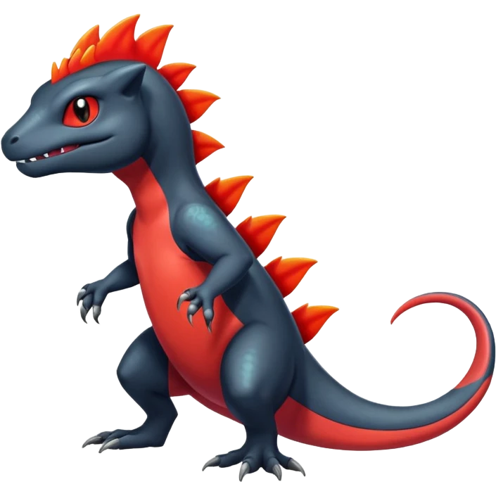 Colorful Dark Shiny Exotic Salandit-Charmeleon-Quilava-Fakémon-hybrid-creature (full body)  emoji