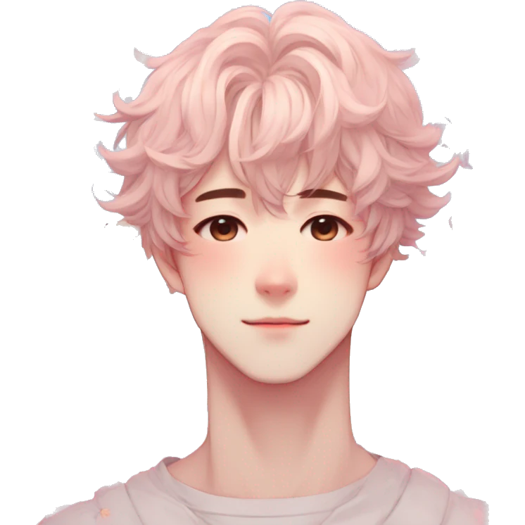 Gorgeous pastel anime style shojo man with blushing face and butterflies aesthetic trending style emoji