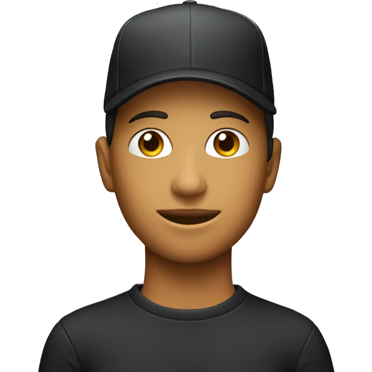 maniquí con gorra negra hacia atrás emoji