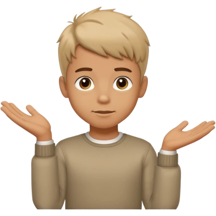 cute boy shrugging his shoulder, boy have good haircut puff style emoji