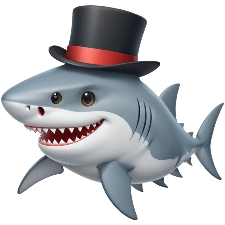 Shark with a top hat emoji