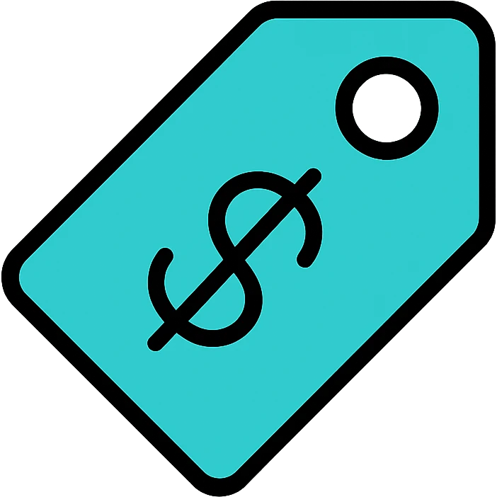 pricing symbol in turquoise, clean and professional emoji