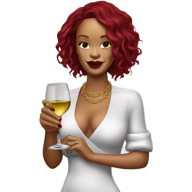 Rihanna with wine glass emoji