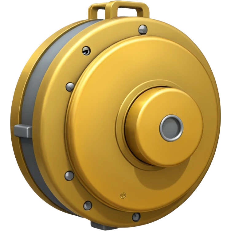 military pressure mine, simple, bold, round, metallic, visible pressure mechanism, emoji style emoji