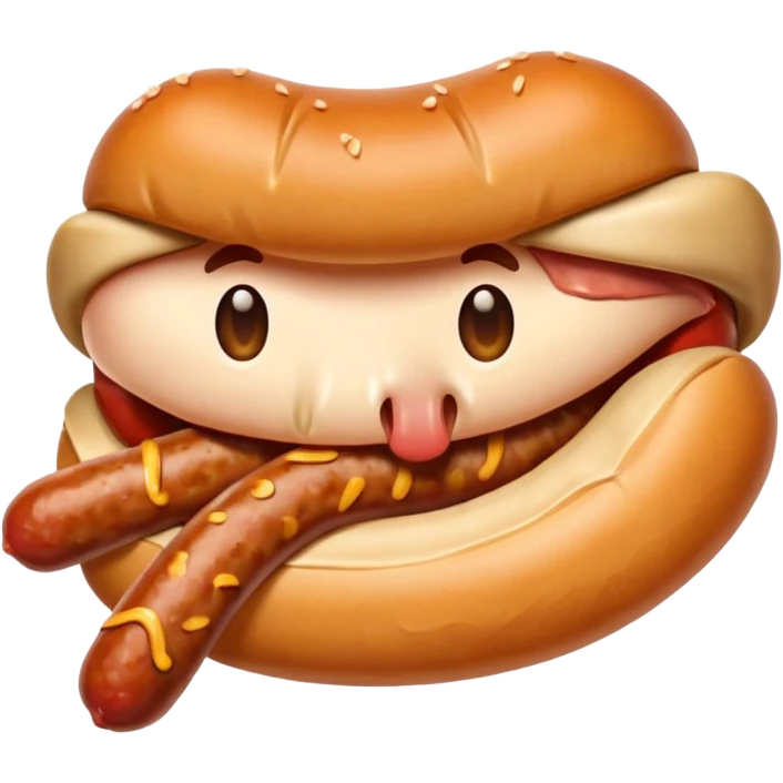 Mouth eating a sausage emoji