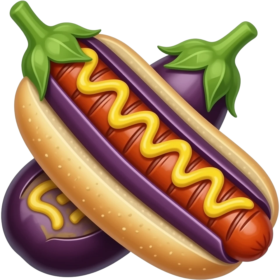 Eggplant hot dog emoji