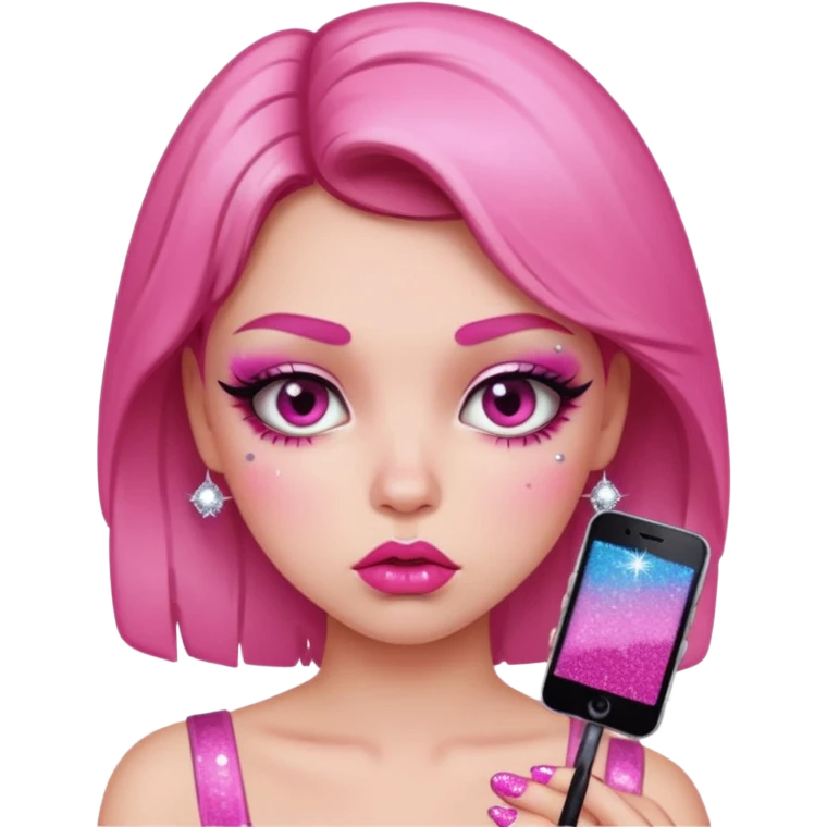 glitter pink girl naughty selfie emoji
