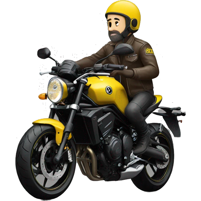 A boy on a yellow yamaha xsr motorcycle emoji