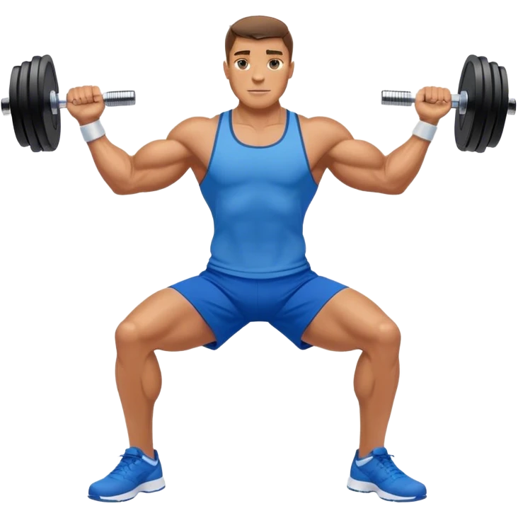 man with blue shorts doing side-lateral raise (T pose) with light dumbbells emoji