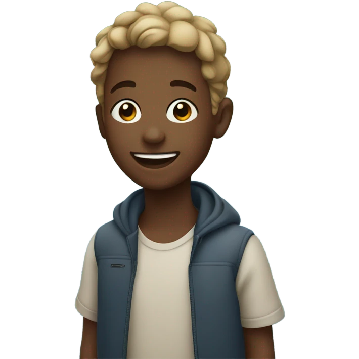 smiling boy outdoors by water emoji