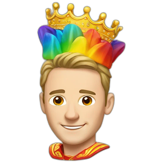 Jonathan Toews as a rainbow king with a royal robe on emoji