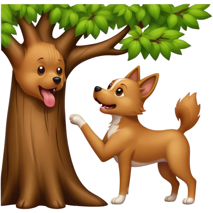 Dog barking at tree emoji