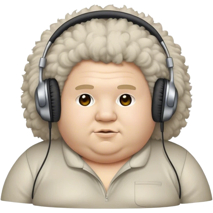 an fat person with fluffy hair and headphones emoji