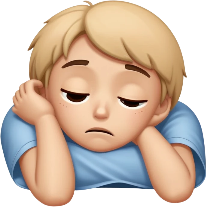 A character named Boksil lying down with a defeated, discouraged expression, looking sad and exhausted emoji