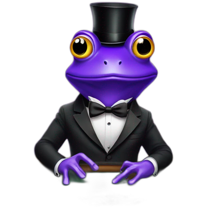 violet frog wearing tuxedo playing poker in casino emoji