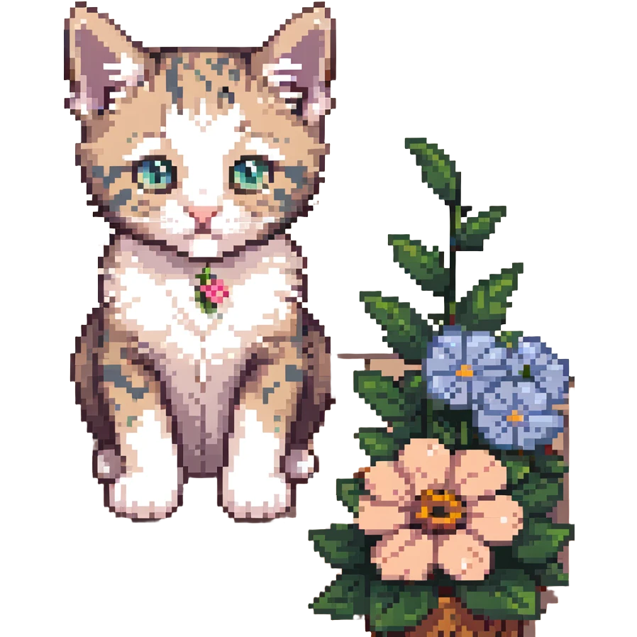 Kitten and flowers emoji