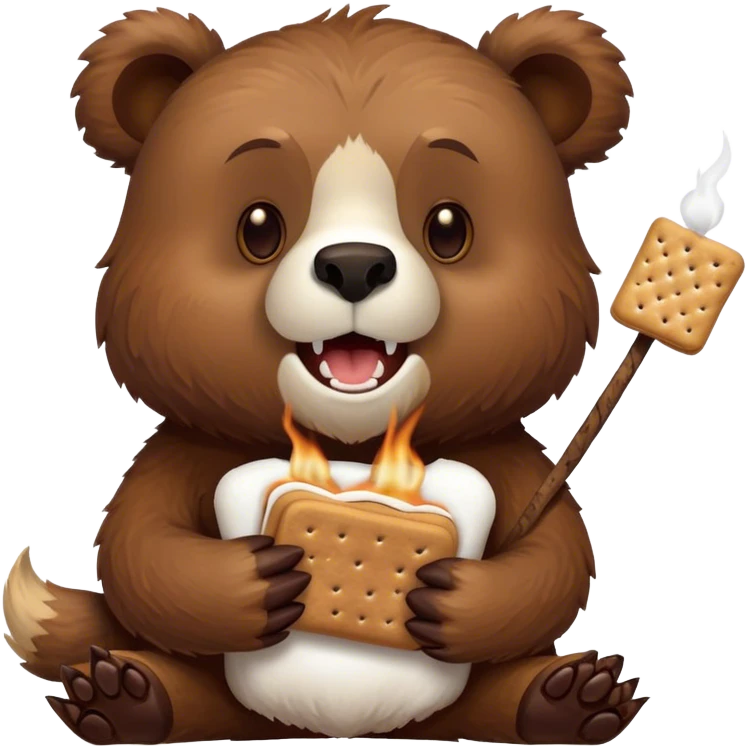 grizzly bear eating smores  emoji