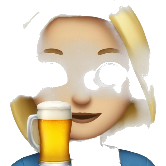 Blondes girl with a beer emoji