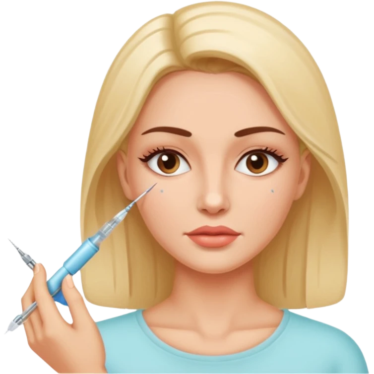 Woman taking a botox injection in the face emoji