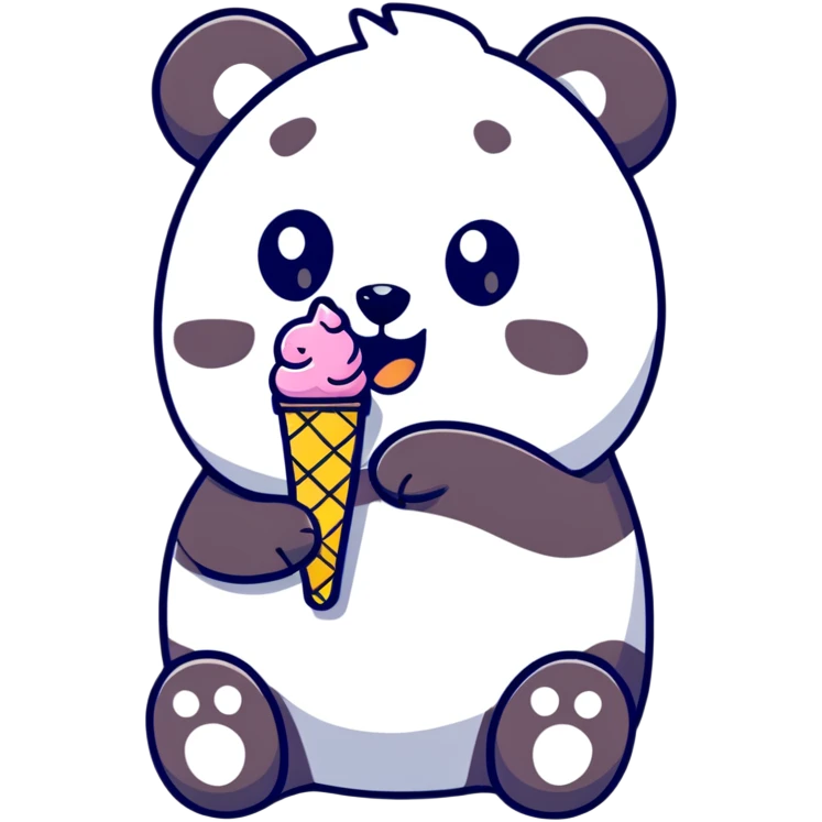 Panda eating ice cream emoji