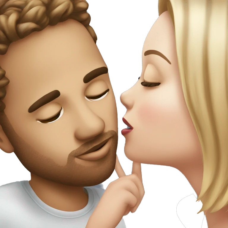 a white beautiful girl kissing her boyfriend  emoji