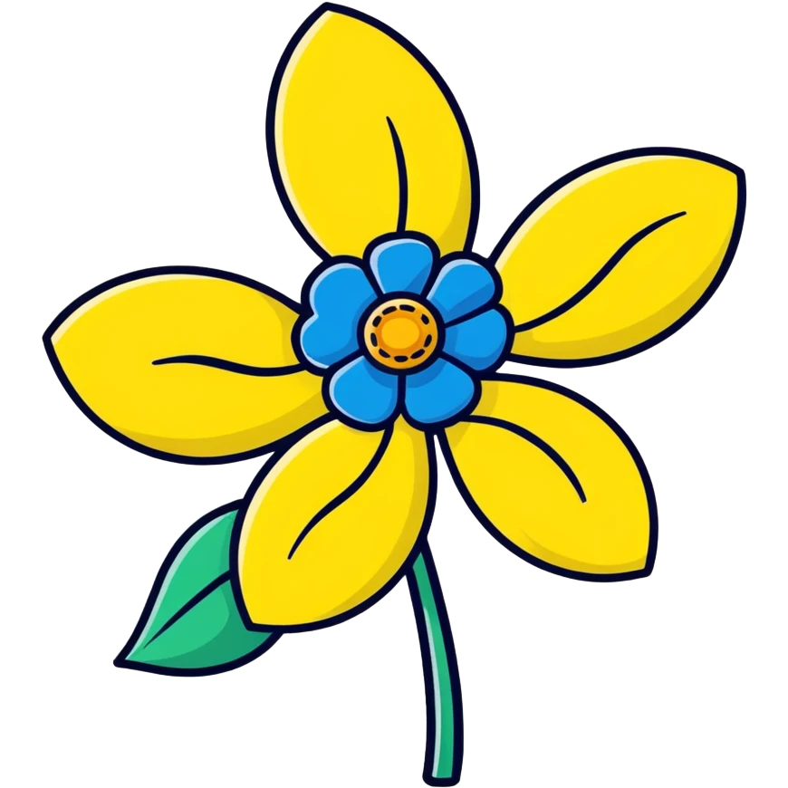 A flower yellow and blue emoji