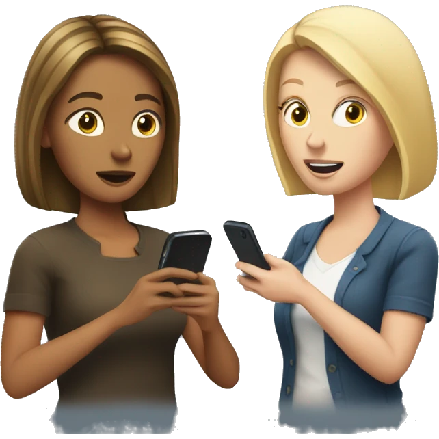 white woman showing her phone to another white woman emoji