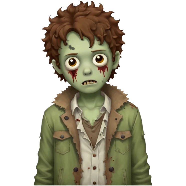 boy zombie with brown curly hair emoji