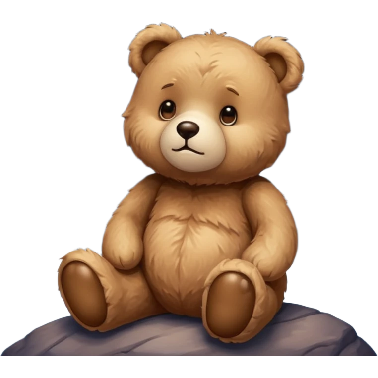 Sad Teddy bear looking up at moon emoji