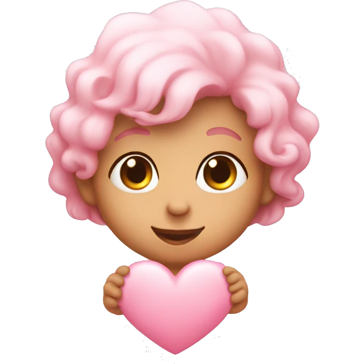 Baby pink heart with cute face  emoji