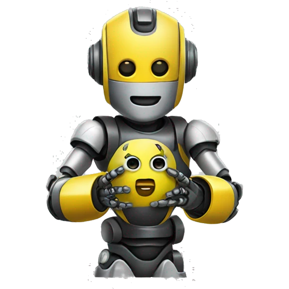 Robot guy holding yellow xbox emoji
