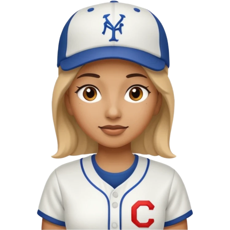 woman with white jersey and baseball hat emoji