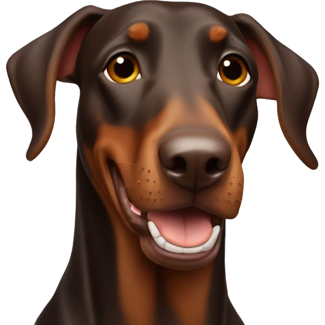 Brown happy Doberman with floppy ears  emoji