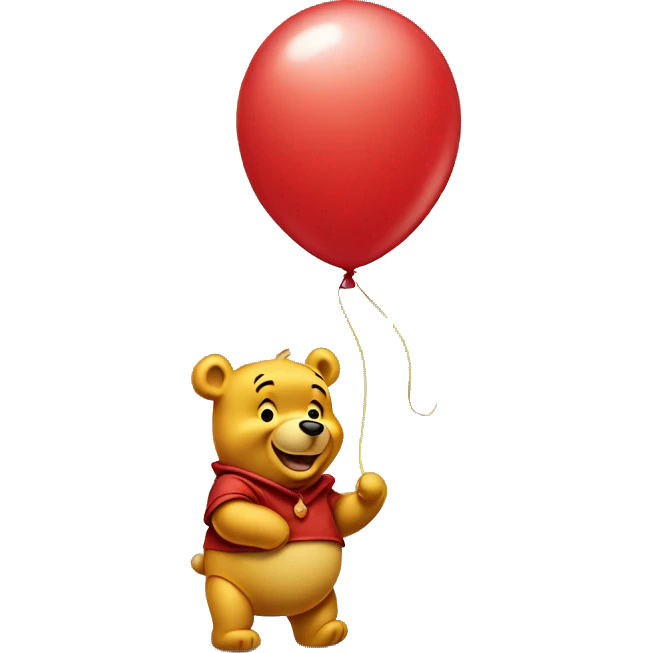 Disney Pooh bear with red balloon emoji